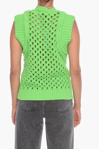 Maglia Smanicata con Motivo Traforato