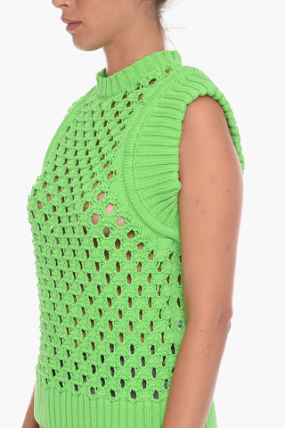 Maglia Smanicata con Motivo Traforato
