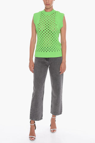 Maglia Smanicata con Motivo Traforato