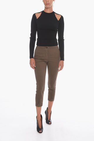 Pantaloni Crop a Vita Alta