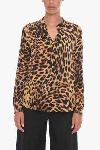 Silk Shirt with All-over Animalier Print