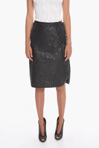 Punched Leather A-Line Skirt