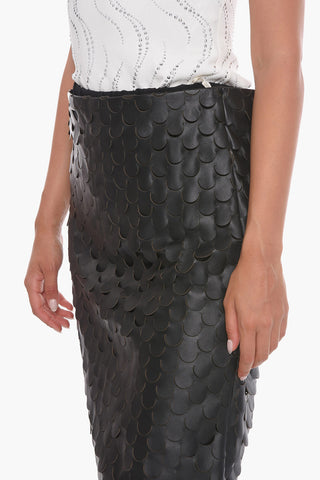 Punched Leather A-Line Skirt