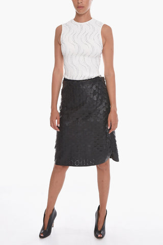 Punched Leather A-Line Skirt