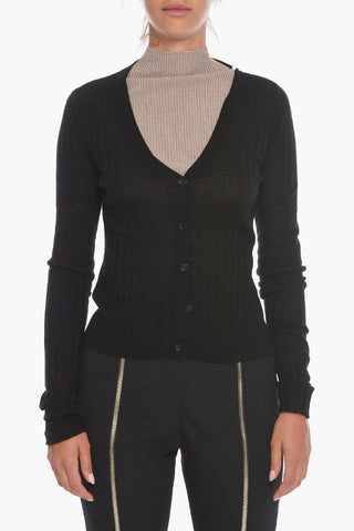 Ribbed Wool CARMINE Cardigan