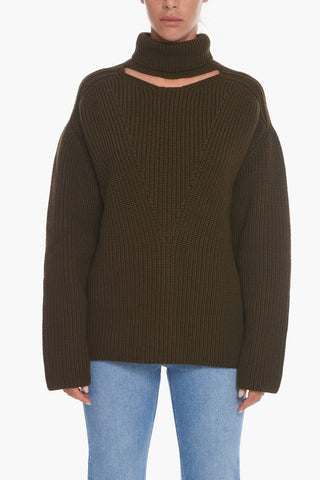 Turtleneck SCOTTISH Pullover with Cut-Out