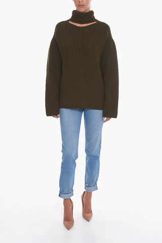Turtleneck SCOTTISH Pullover with Cut-Out