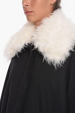 Oversized Wool Coat with Faux Fur