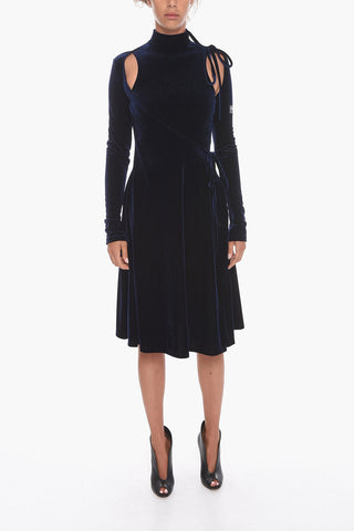 JEANS COUTURE Velvet Turtleneck Dress with Cut Out Detailing