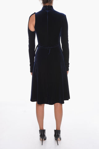 JEANS COUTURE Velvet Turtleneck Dress with Cut Out Detailing