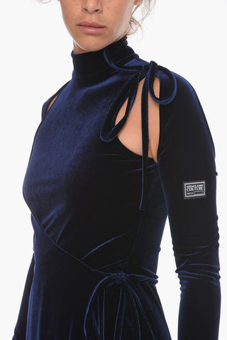 JEANS COUTURE Velvet Turtleneck Dress with Cut Out Detailing