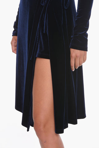JEANS COUTURE Velvet Turtleneck Dress with Cut Out Detailing