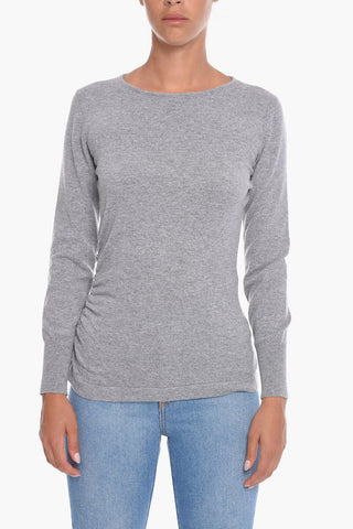 Cashmere Crewneck Sweater with Ruched Detailing