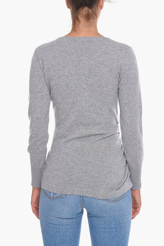 Cashmere Crewneck Sweater with Ruched Detailing