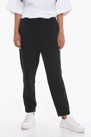Pantaloni Jogger in Cotone Felpato con Rifiniture in Perline