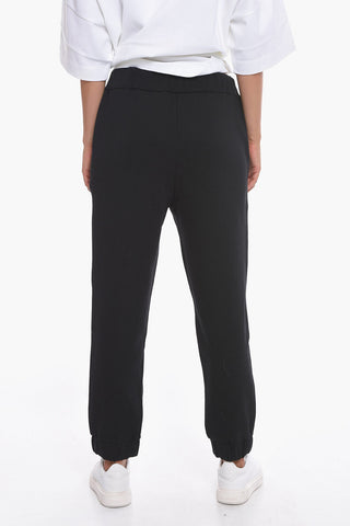 Pantaloni Jogger in Cotone Felpato con Rifiniture in Perline
