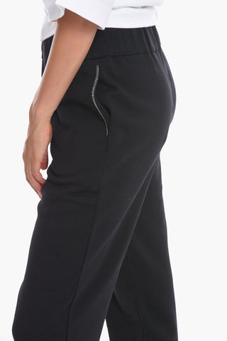 Pantaloni Jogger in Cotone Felpato con Rifiniture in Perline