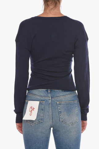 Merino-wool V-neck Sweater with Twisted Detail