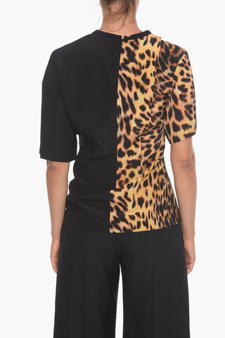 Silk T-Shirt with Relaxed Fit and Animal Print