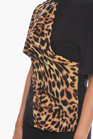 T-shirt in Seta con Relaxed Fit e Stampa Animalier