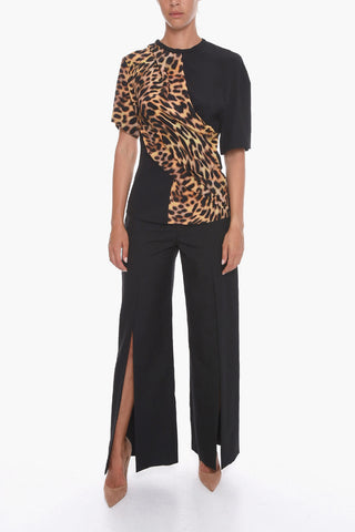 Silk T-Shirt with Relaxed Fit and Animal Print