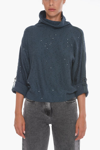 Cashmere Turtleneck Sweather with Sequins