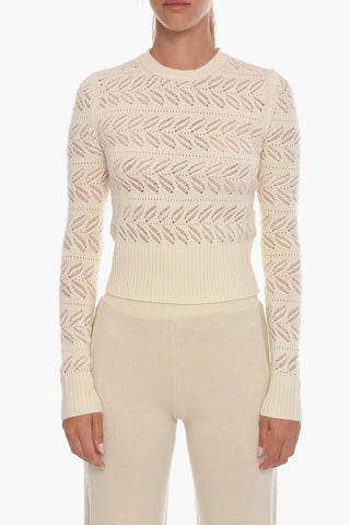 Maglia Girocollo in Misto Cashmere Macramè