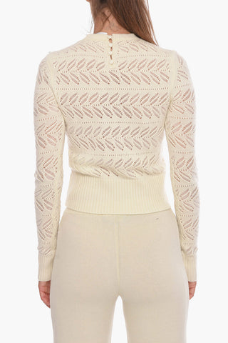 Maglia Girocollo in Misto Cashmere Macramè