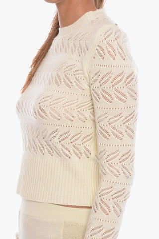 Maglia Girocollo in Misto Cashmere Macramè