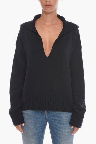 Pullover in Misto Cashmere con Collo a Polo