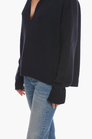 Pullover in Misto Cashmere con Collo a Polo