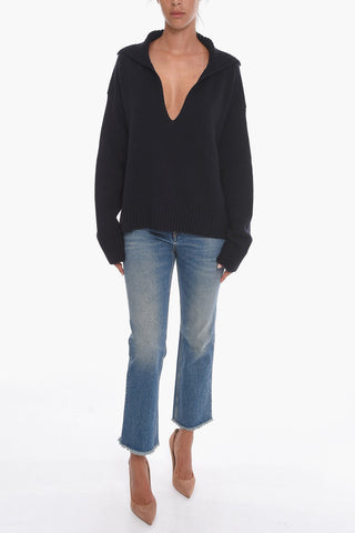 Pullover in Misto Cashmere con Collo a Polo