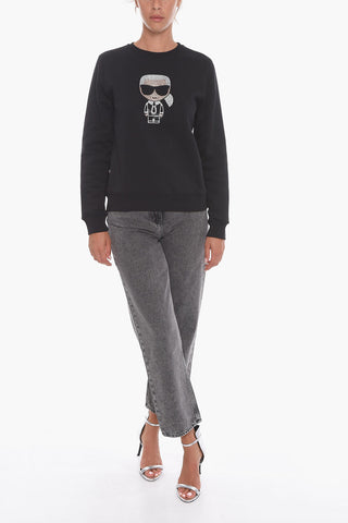 Crew Neck IKONIK Sweatshirt with Rhinestones
