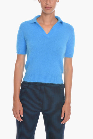 Short-sleeved Angora Blend Polo