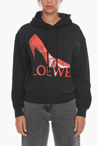 Cotton Hoodie with Shiny Contrast Print