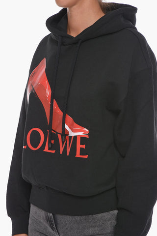 Cotton Hoodie with Shiny Contrast Print