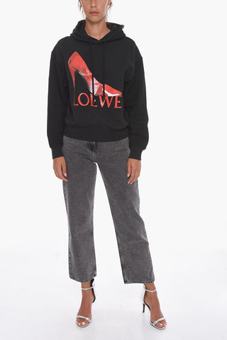 Cotton Hoodie with Shiny Contrast Print