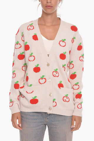 Cardigan in Lana con Motivo Apple