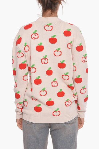 Cardigan in Lana con Motivo Apple