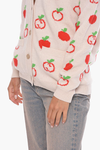 Cardigan in Lana con Motivo Apple