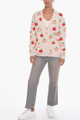 Cardigan in Lana con Motivo Apple