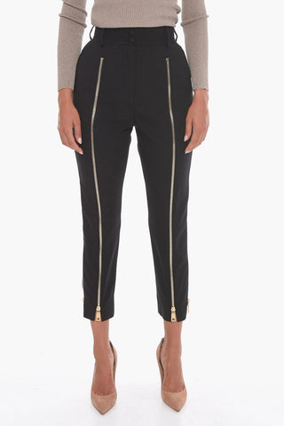 High-waisted Stirrup Trousers with Zip Detailing