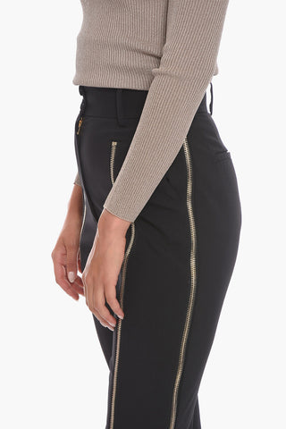 High-waisted Stirrup Trousers with Zip Detailing