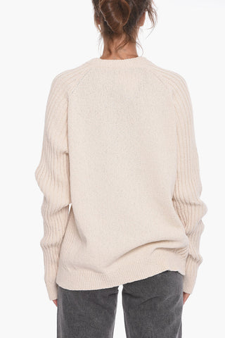 Crew Neck Cotton Blend Pullover with Logo