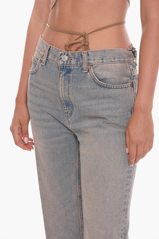 Jeans Svasati Effetto Acid Wash a Vita Alta 23cm