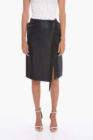 Faux-leather Fringed Skirt