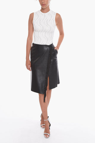 Faux-leather Fringed Skirt