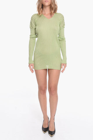 Ribbed Silk Minidress