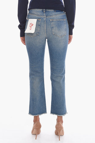Fringed Bottom Cropped Flared Fit Denims 20cm