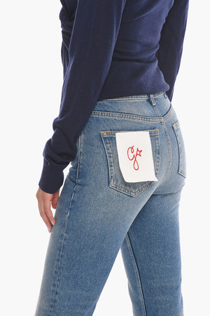 Fringed Bottom Cropped Flared Fit Denims 20cm